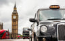 A London taxi cab on Tower Bridge