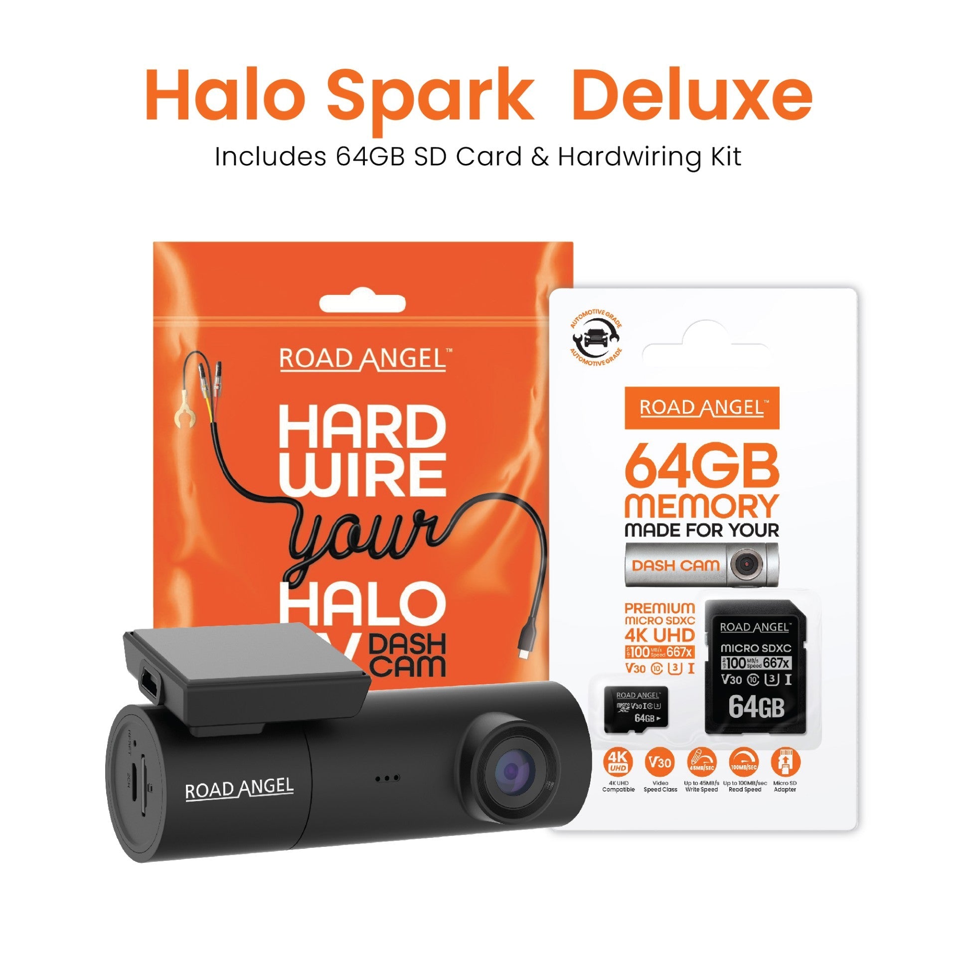 Halo Spark Full HD 1080p Single Dash Camera Parking Mode & Winter Mode SD Card & Hardwiring Kit Bundle