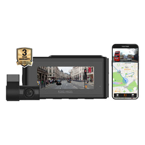 Cera Care New Road Angel Halo Play 4K Dual Dash Cam with 3.2" Screen, Parking Mode & Quick Release mounting - Free 32GB Automotive Grade SD Card