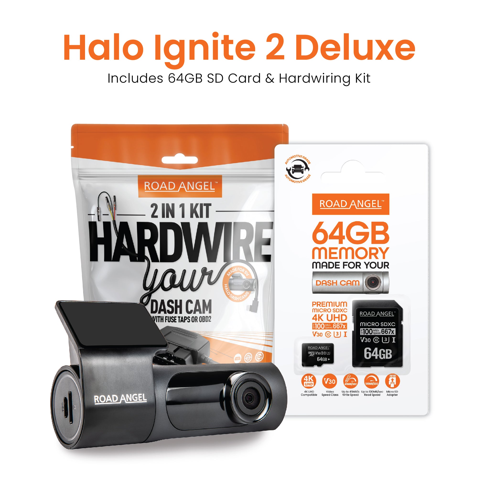 2025 Halo Ignite 2 1080p Full HD Compact Dash Cam Quick Release Mount SD Card & Hardwiring Kit Bundle