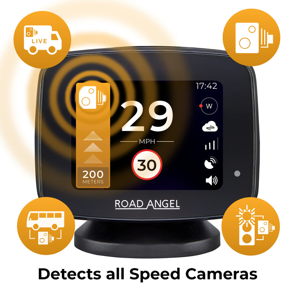 Road Angel Pure One Speed Camera Detector With Speed Awareness - Free Screen Protector