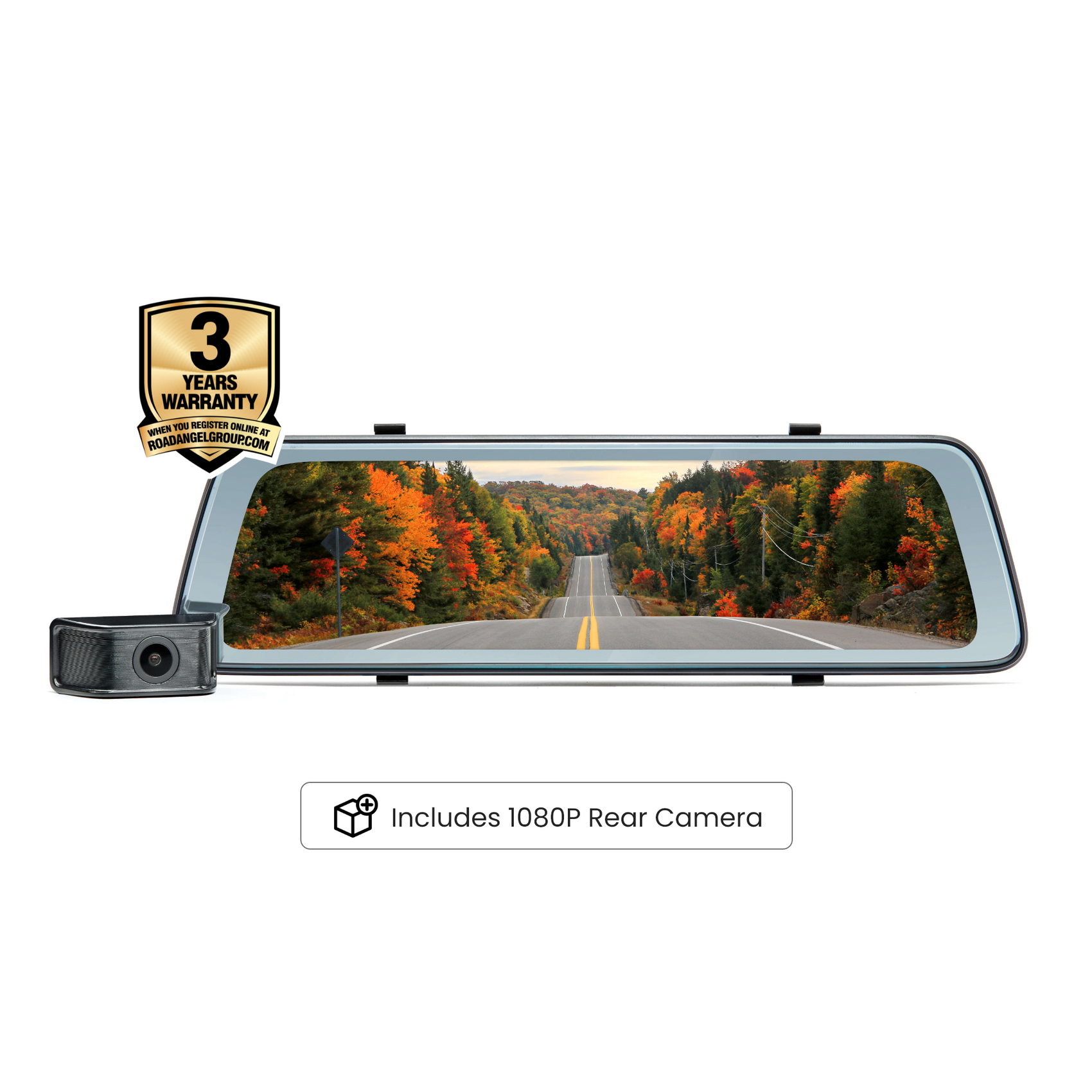 NEW- Road Angel Halo View 2 Rear View Mirror And Dash Cam With 10" Tou