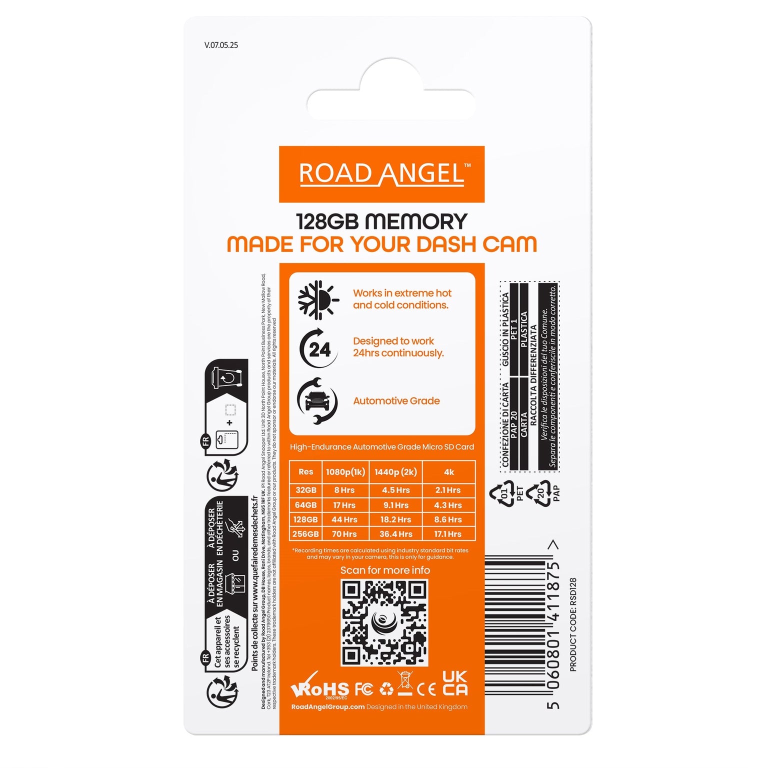 Road Angel Automotive Grade SDXC MicroSD Card & Adapter – RSD 128GB